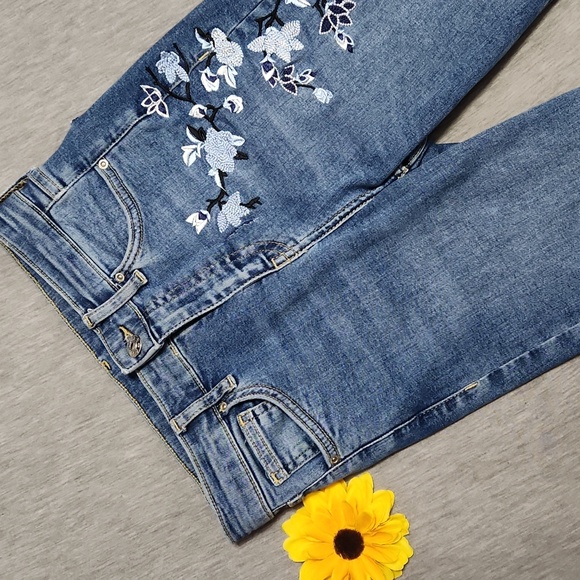 🔴 TOPSHOP Floral Embroidered Denim High Rise Skinny Jeans - Picture 3 of 15